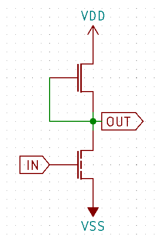 NMOS inverter, schematic