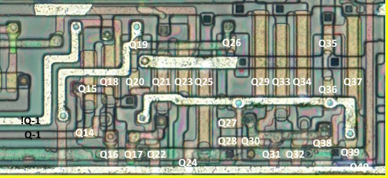 Chain 1 yellow part, location of transistors marked